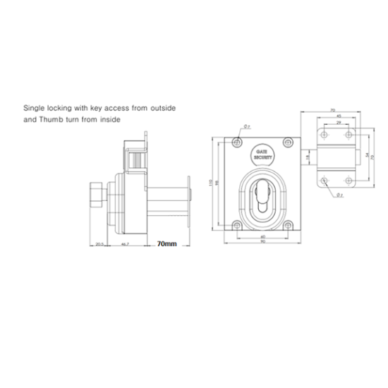 Sonra Long Throw Dead Lock - Single & Double Locking Euro Cylinder | 50mm & 70mm Gates